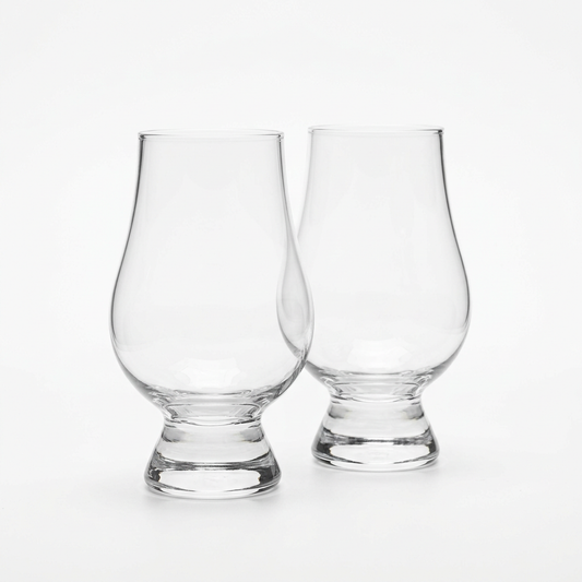 Pair of tulip-shaped whiskey tasting glasses