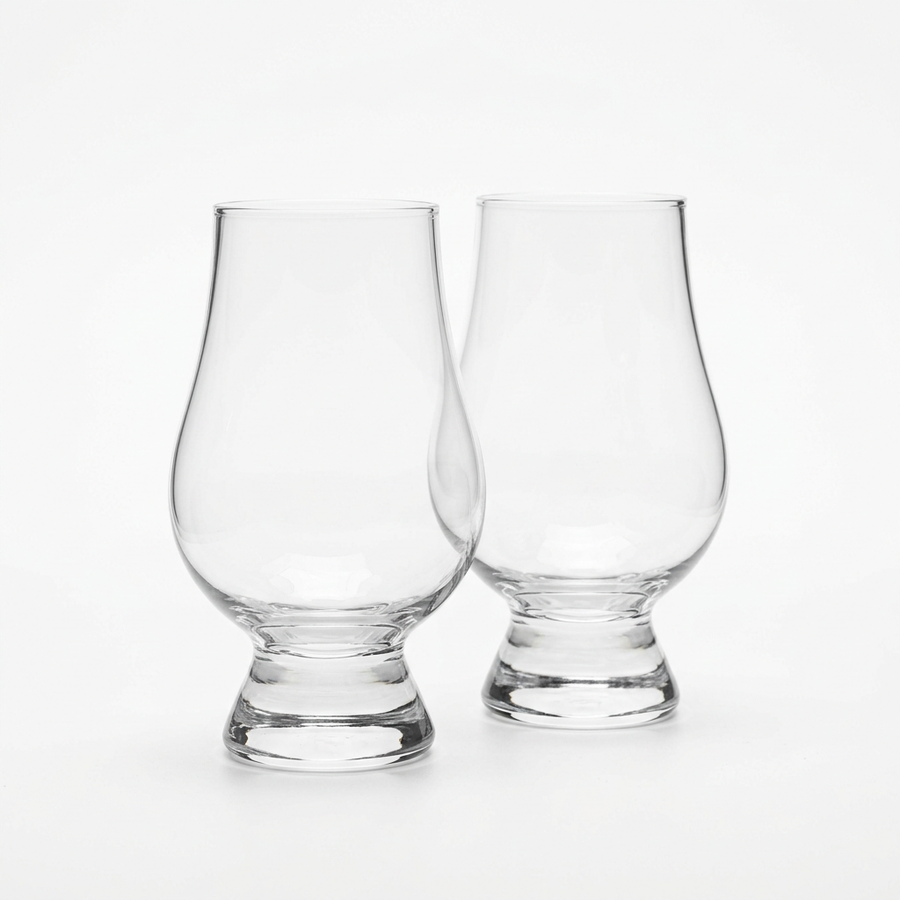 Pair of tulip-shaped whiskey tasting glasses