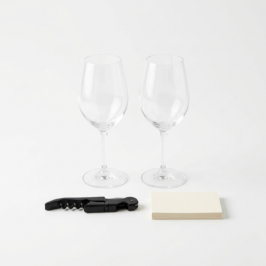 CorkTree Welcome Kit: two tasting glasses, lever corkscrew and tasting cards
