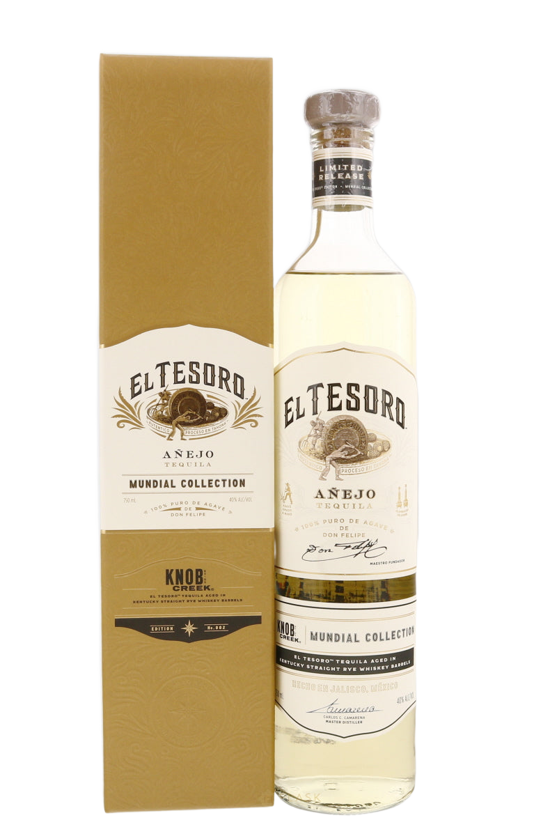 El Tesoro Mundial Collection Knob Creek Rye Edition Añejo Tequila 750ml bottle with box